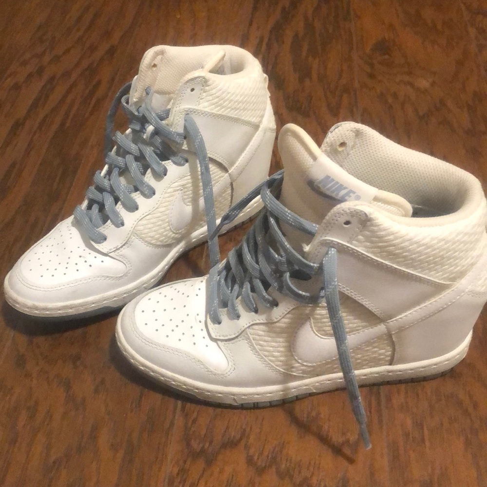 White Nike Hightop Wedges